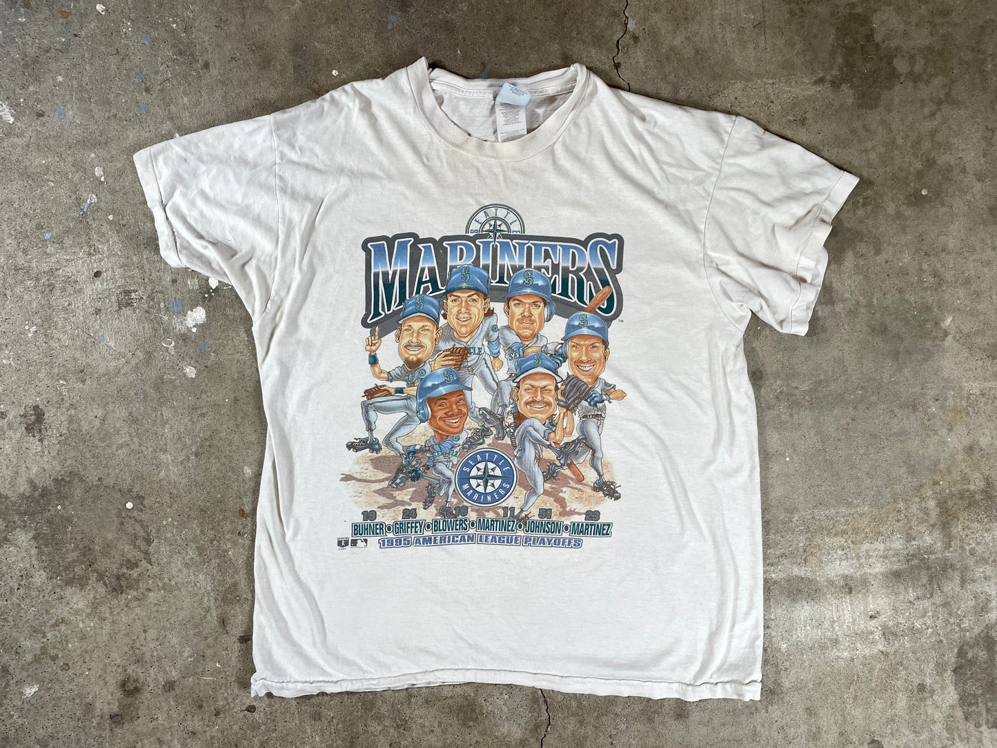 90s Seattle Mariners 1995 Playoffs Caricature T Shirt XL