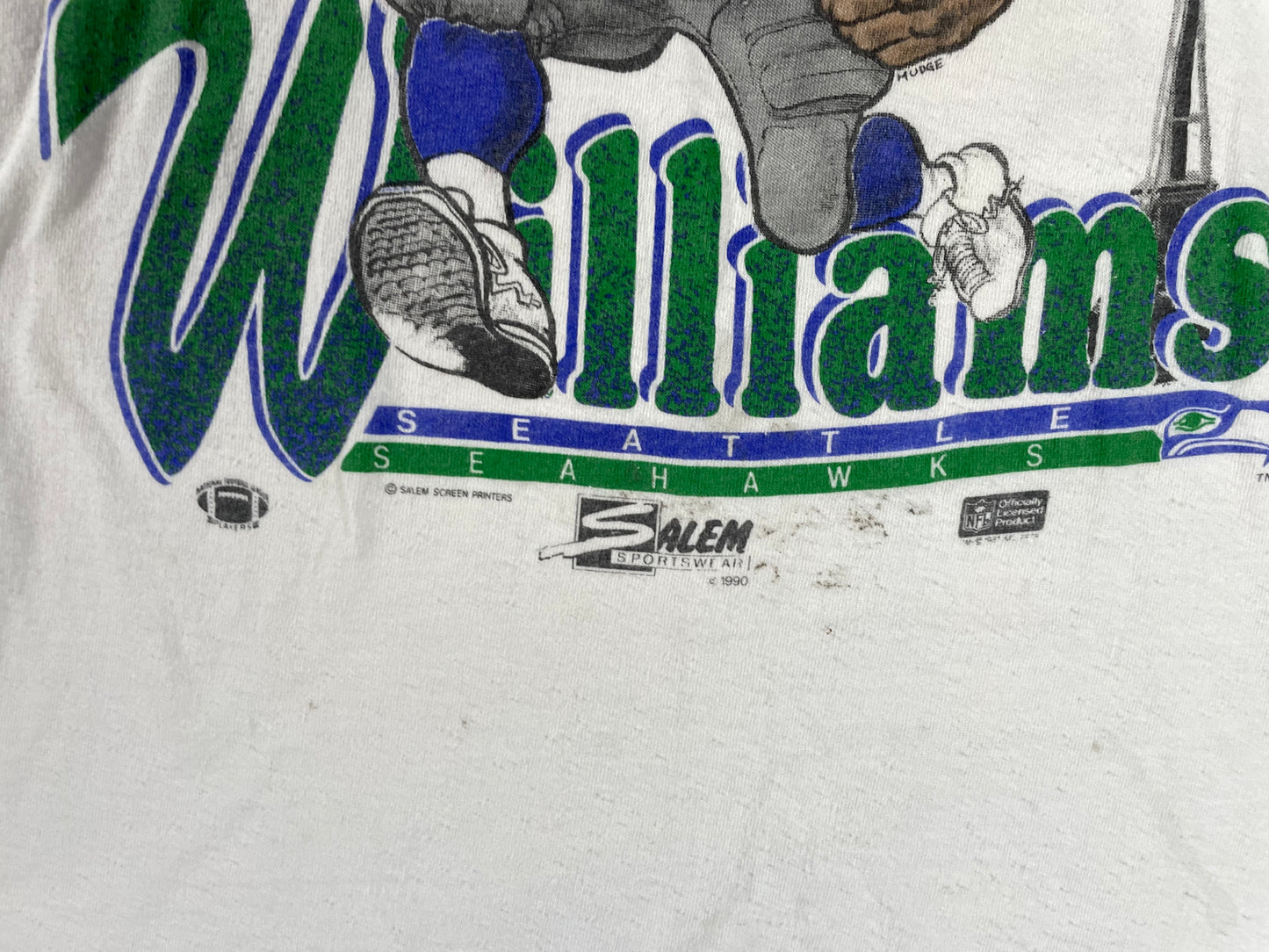 90s John Williams Seattle Seahawks Salem Sportswear Caricature T Shirt XL